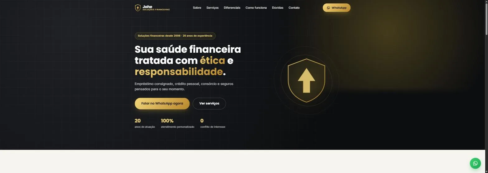 Página inicial do site do Grupo Johe